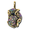 Peacock Titanium Aura Druzy Necklace - Gold