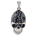 Gemstone w/ Skull - Silver Chain