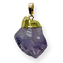 Natural Amethyst Point Necklace - Gold