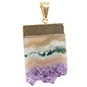 Amethyst Slice Open Down Necklace - Gold