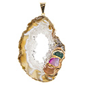 Geode Slice with 3 Stones Necklace