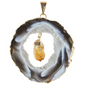 Geode Slice with Assorted Points Necklace - Gold