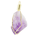 Natural Amethyst Wire Wrap Necklace - Gold