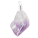 Natural Amethyst Wire Wrap Necklace - Silver