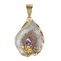 Geode Half with Amethyst Point Necklace