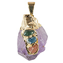 Amethyst Point with 3 Stones - Gold