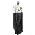 Natural Black Tourmaline Necklace - Silver