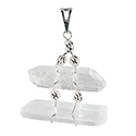 Double Quartz Points Necklace - Silver