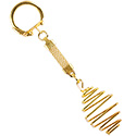 Tumbled Stone Square Cage Key Chain - Gold