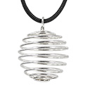 Tumbled Stone Swirl Cage Necklace - Silver